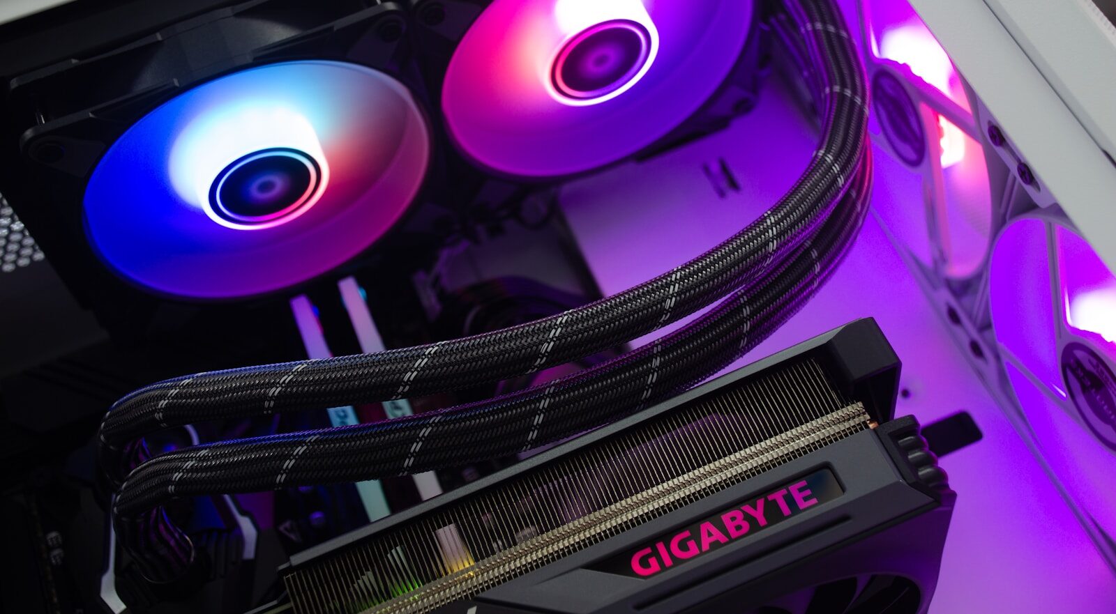 a close up of a computer case with two fans